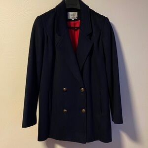 Kimberly Bennett Dark Blue Pea Coat with Gold Buttons